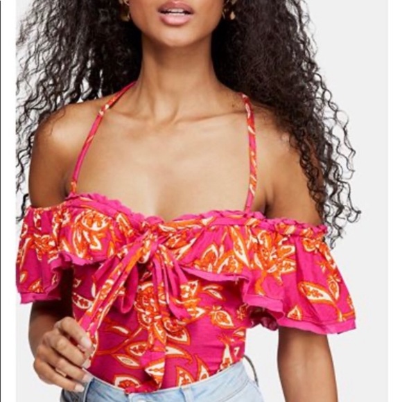 Free People Tops - Free People Cha Cha Cold Shoulder Top Pink